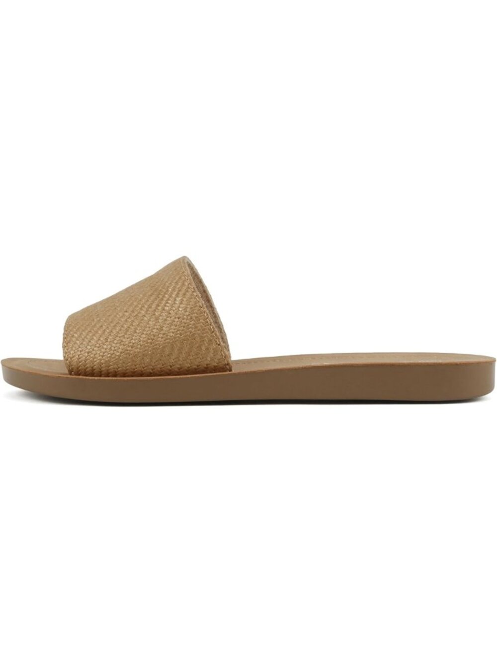 Women's Dark Tan Raffia Peep Toe Basic Plain Slip On Slides Casual Slipper Shoes